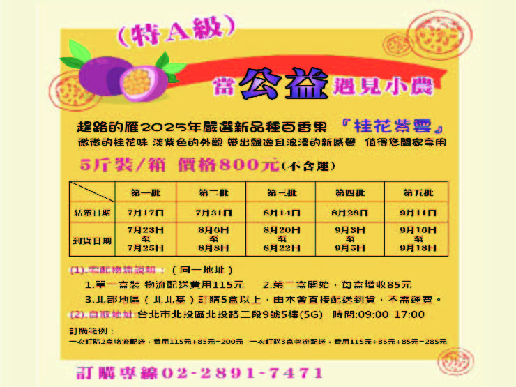 桂花紫雲特A級百香果 愛心義賣❤️[用陽光般的香甜，支持孩子們的未來]